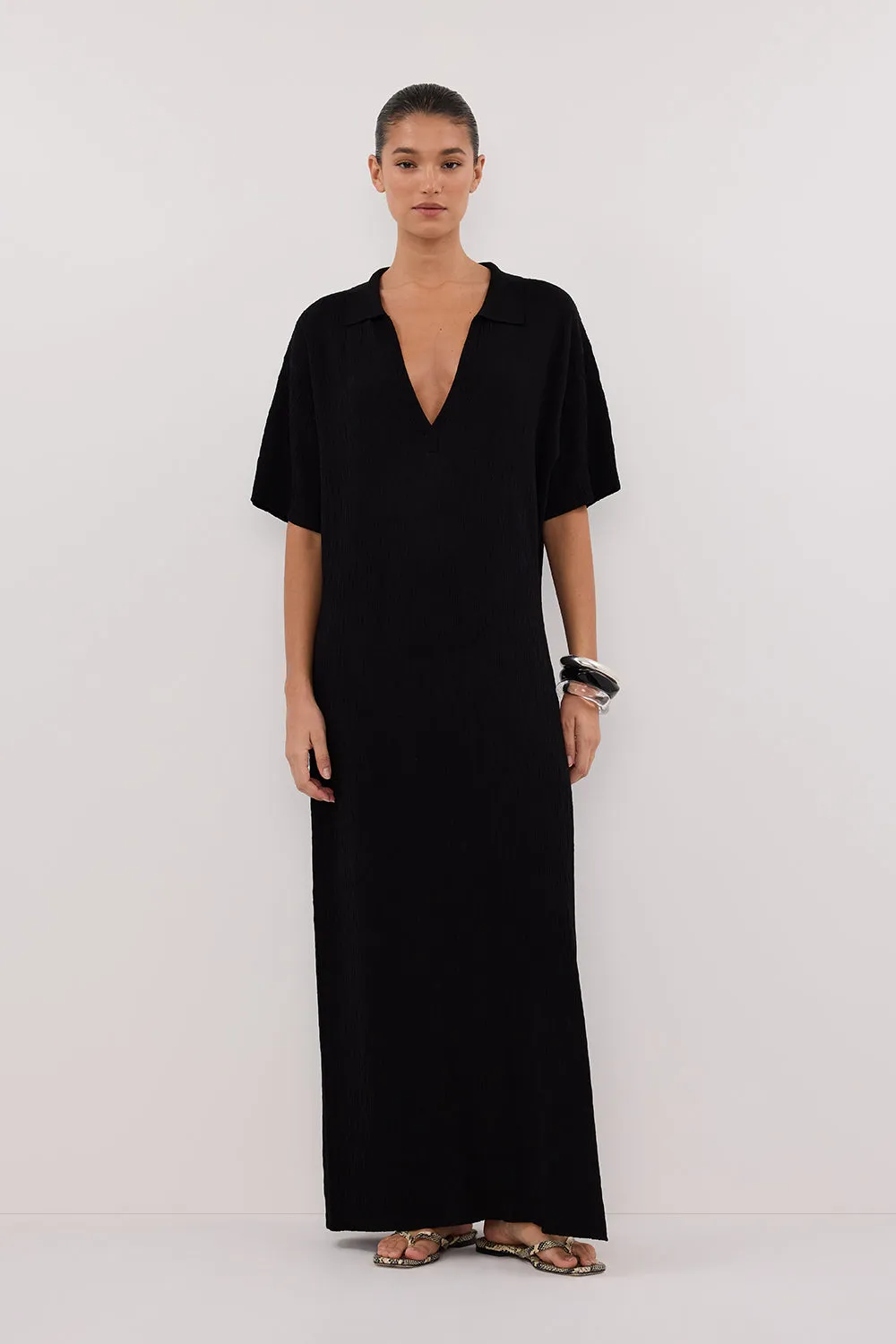 Dissh ALIAS BLACK POLO KNIT MIDI DRESS