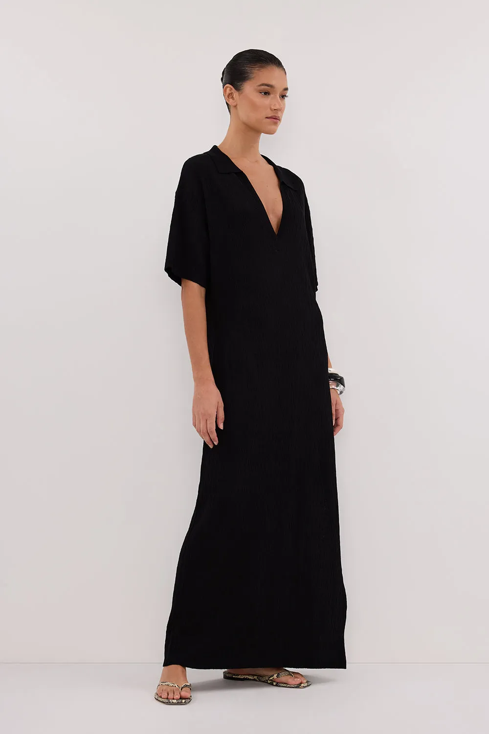 Dissh ALIAS BLACK POLO KNIT MIDI DRESS