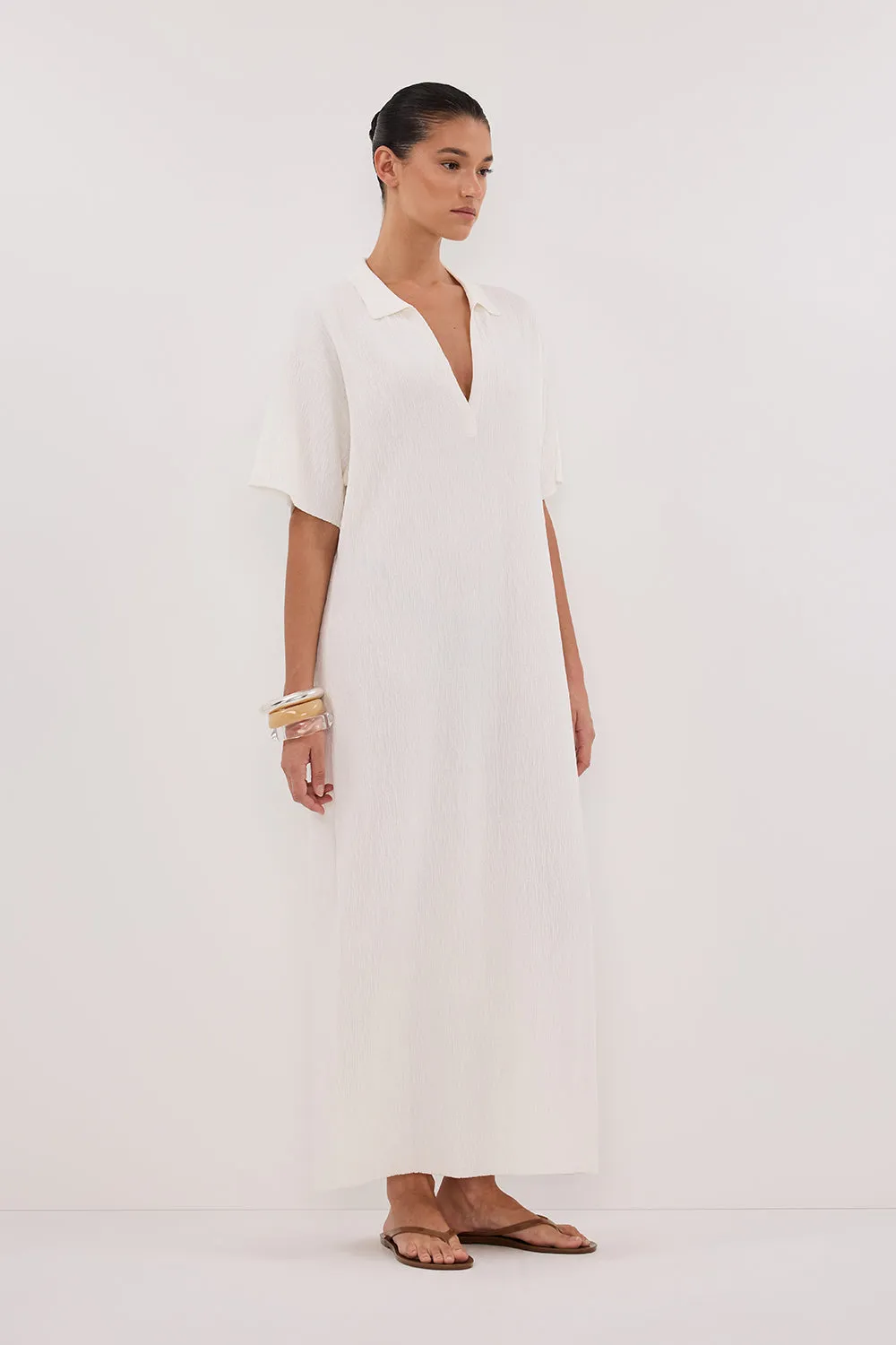 Dissh ALIAS WHITE POLO KNIT MIDI DRESS