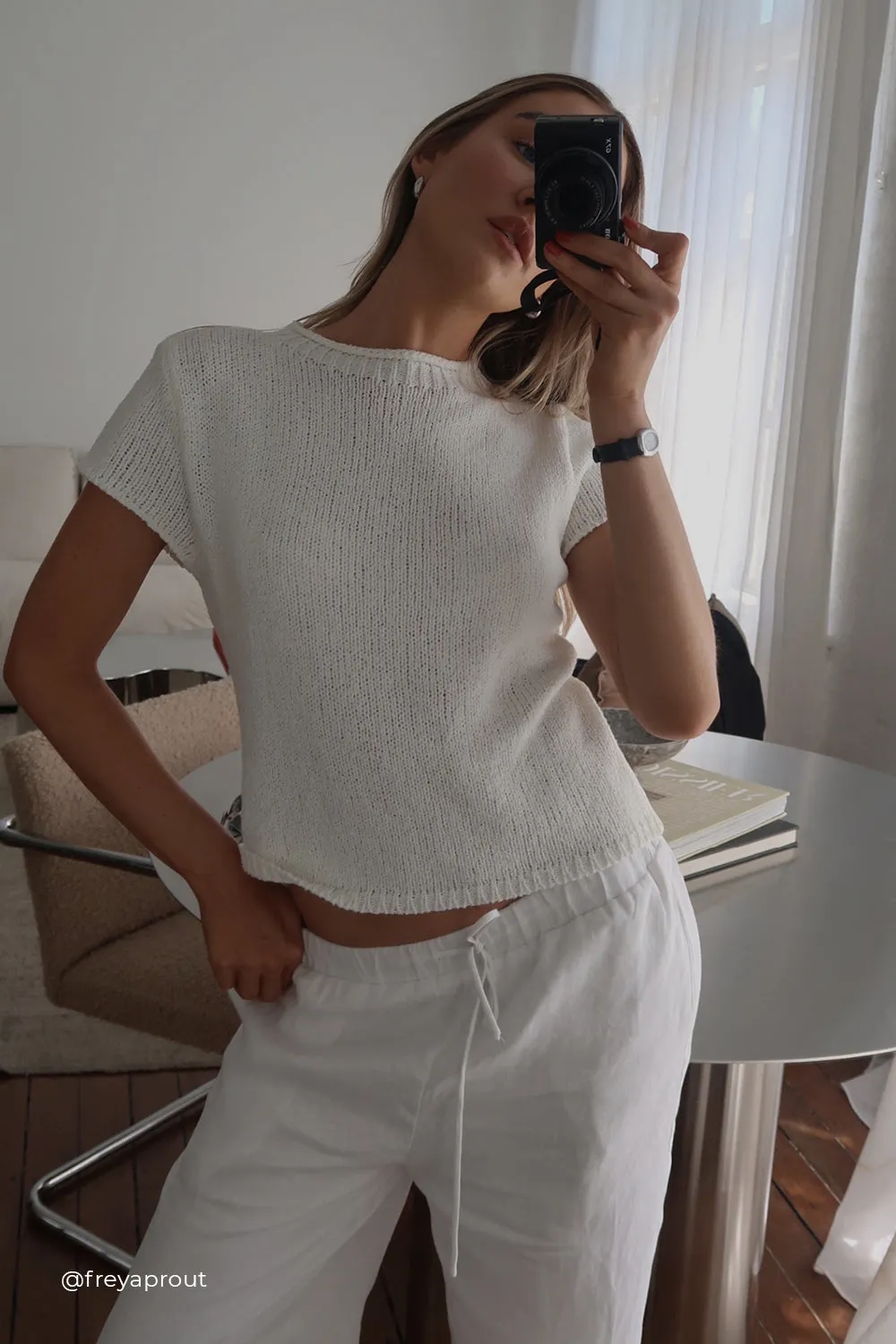 Dissh LEO OFF WHITE KNIT TOP