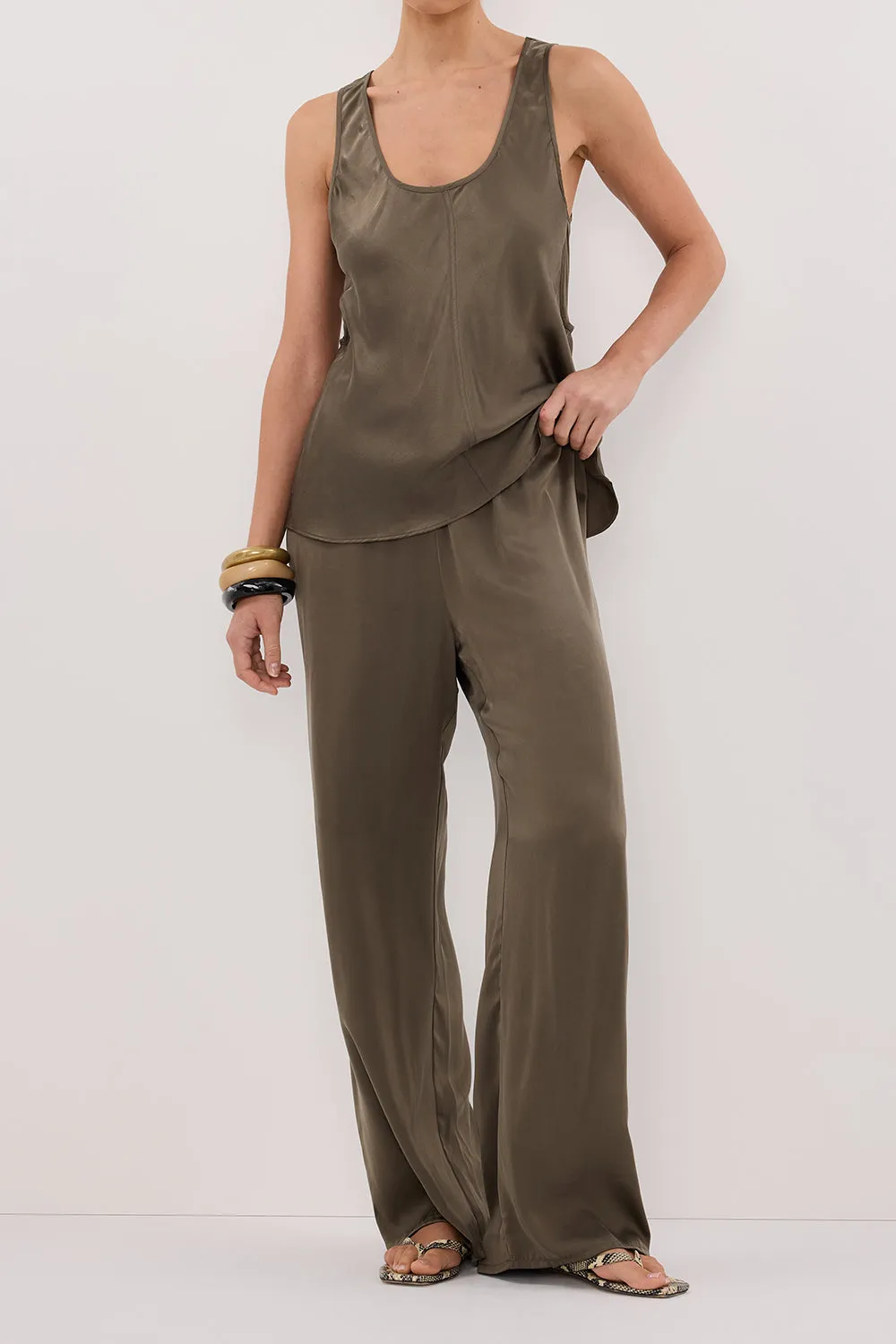 Dissh PERCY OLIVE SILK PANT