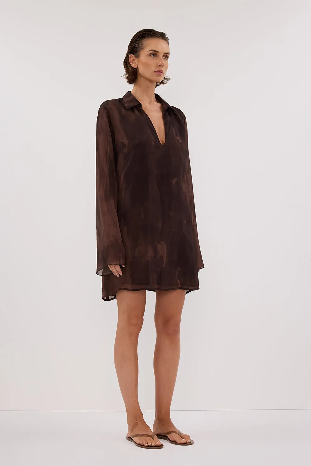 Dissh WILLOW CHOC SLEEVED MINI DRESS